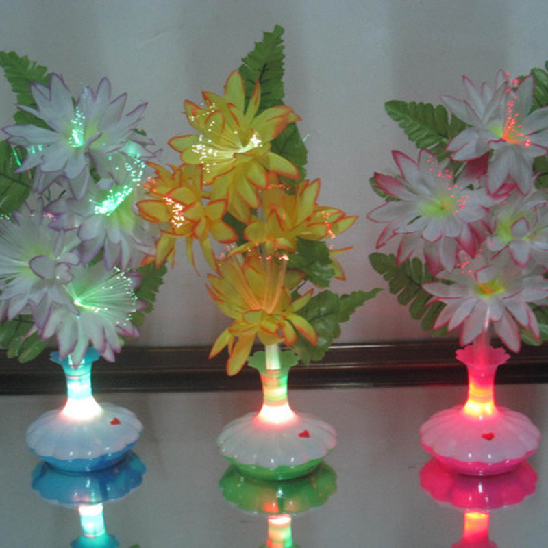 Pointed Rose Flower Vase Fiber Optic Flower
