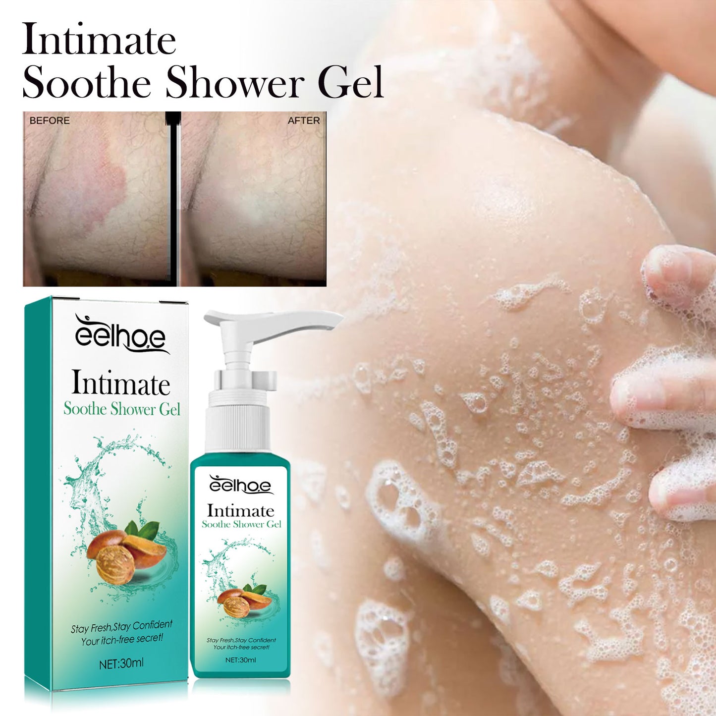 EELHOE Body Wash, Deep Cleanse Body Exfoliation Relieves Dry, Red, Itchy And Moisturizing Skin Shower Gel